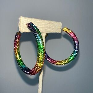 NIP Multicolor bedazzled Hoop Earrings